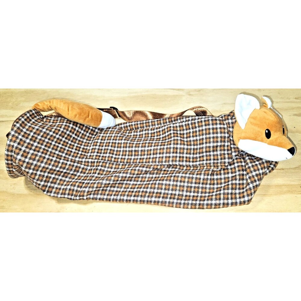Yoga Mat Carrier Bag FOX Brown Plush Plaid Tote tail strap zipper NEW pets